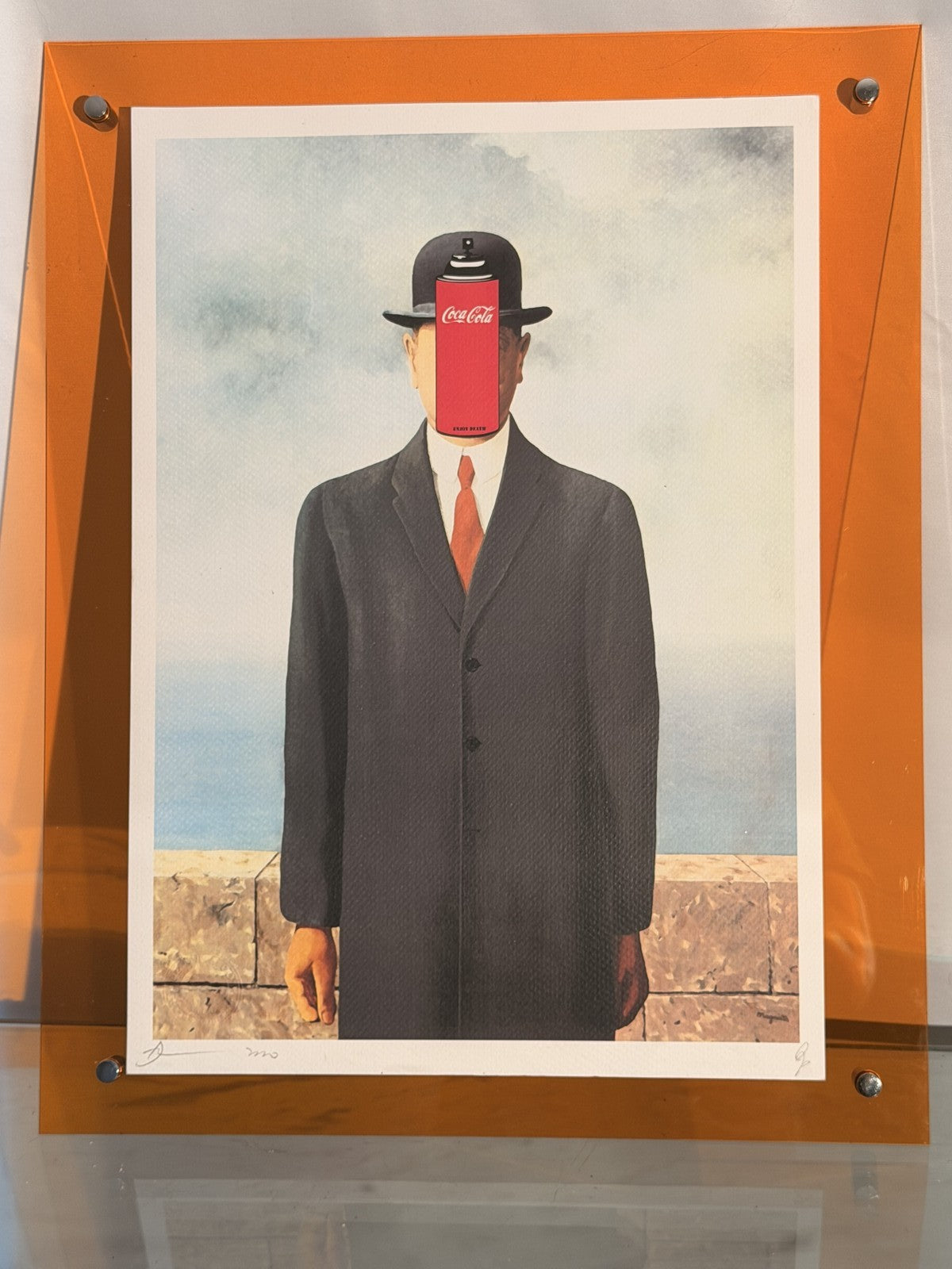 Death NYC Magritte Son of Man Enjoy Death Coca-Cola Signed /100 COA FRAMED