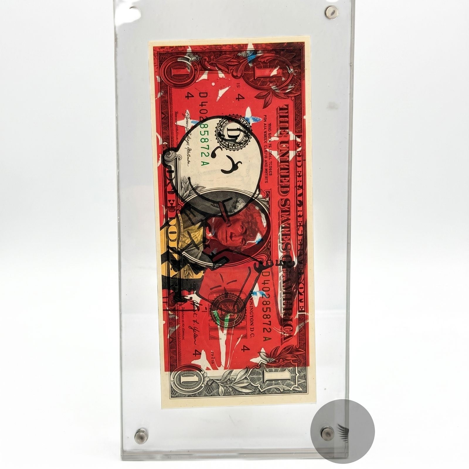 Death NYC — Charlie Brown Art on $1 Bill, Framed Print of 100