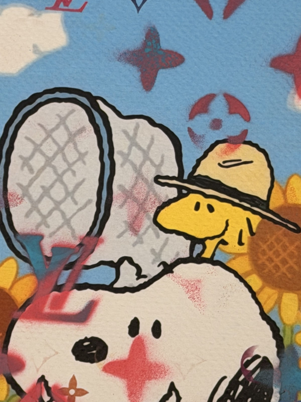 Death NYC Snoopy Van Gogh Sunflowers 1/1 Original Spray Paint Signed LV Pop Art