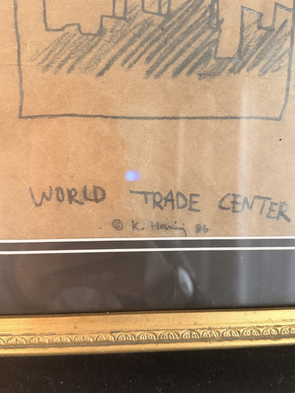 Keith Haring (Attributed) World Trade Center Drawing on Paper - Unauthenticated