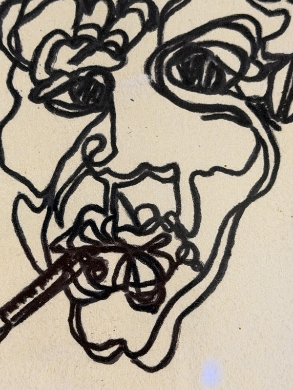One Line Marker Drawing 1985 w/ Basquiat Estate COA - UNVERIFIED Sold As-Is