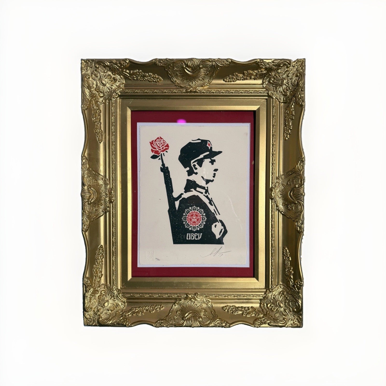 Shepard Fairey Chinese Soldier Signed Numbered 140/450 Letterpress OBEY Framed