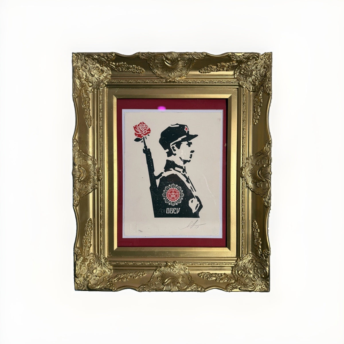 Shepard Fairey Chinese Soldier Signed Numbered 140/450 Letterpress OBEY Framed