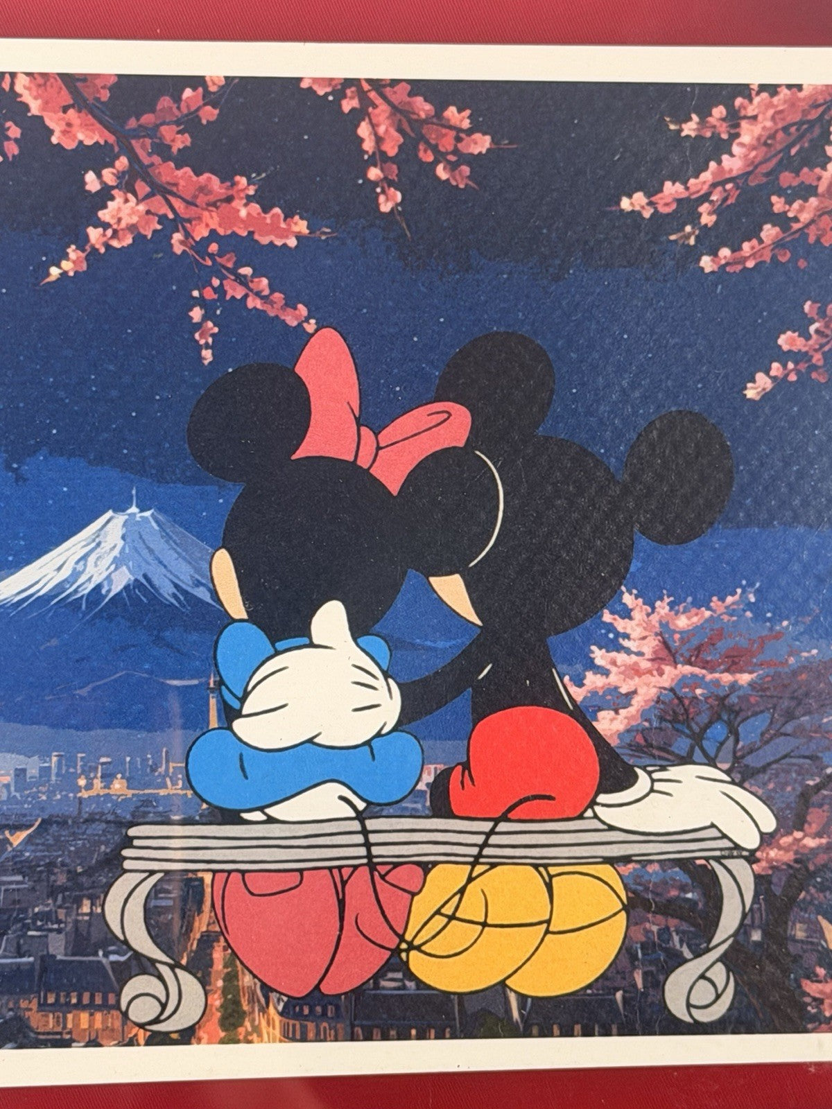 Death NYC Mickey Minnie Mt Fuji Cherry Blossom Signed 2024 Pop Art Acrylic