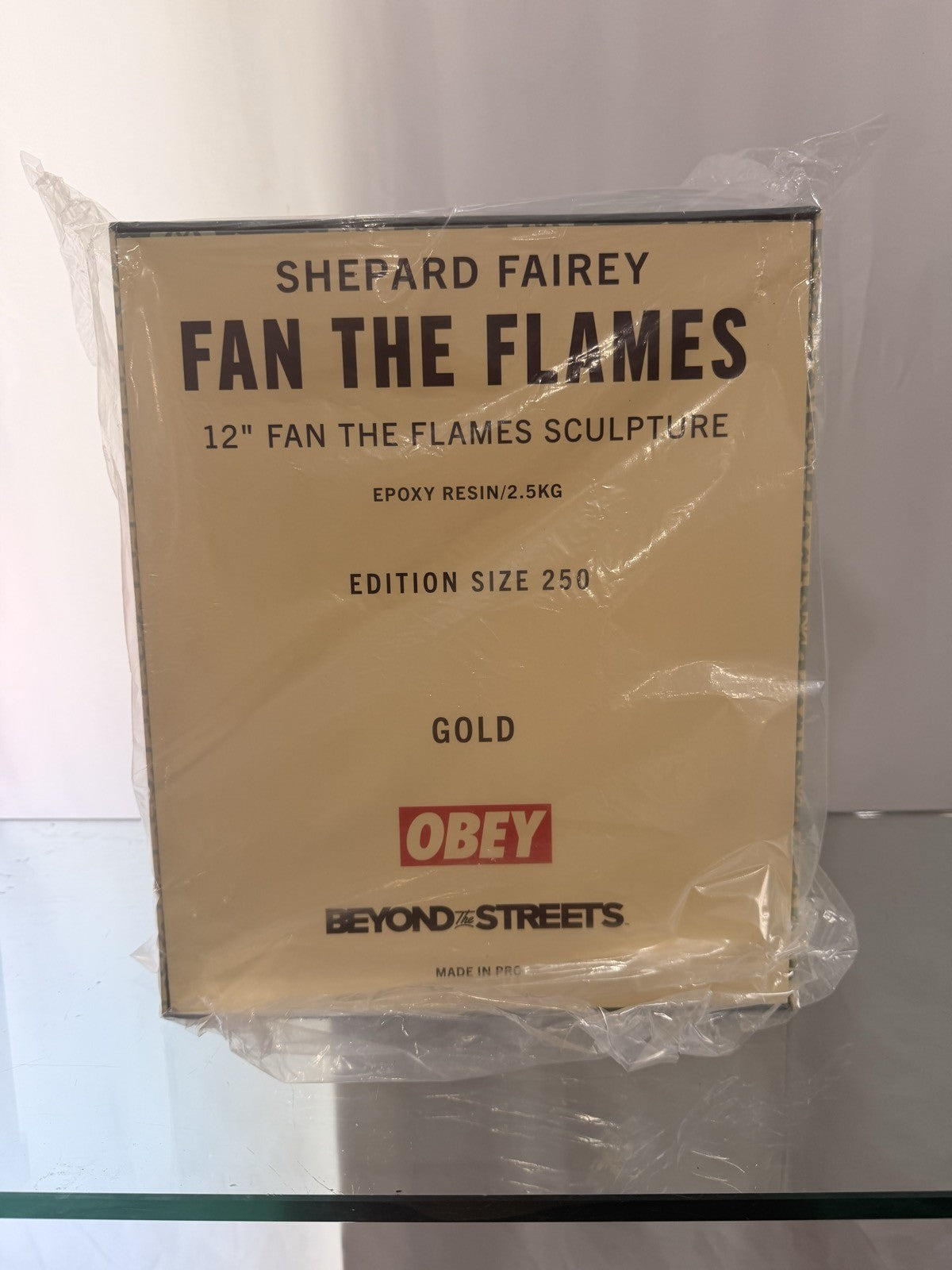 Shepard Fairey Fan the Flames Sculpture GOLD OBEY Beyond the Streets LE 250 NIB