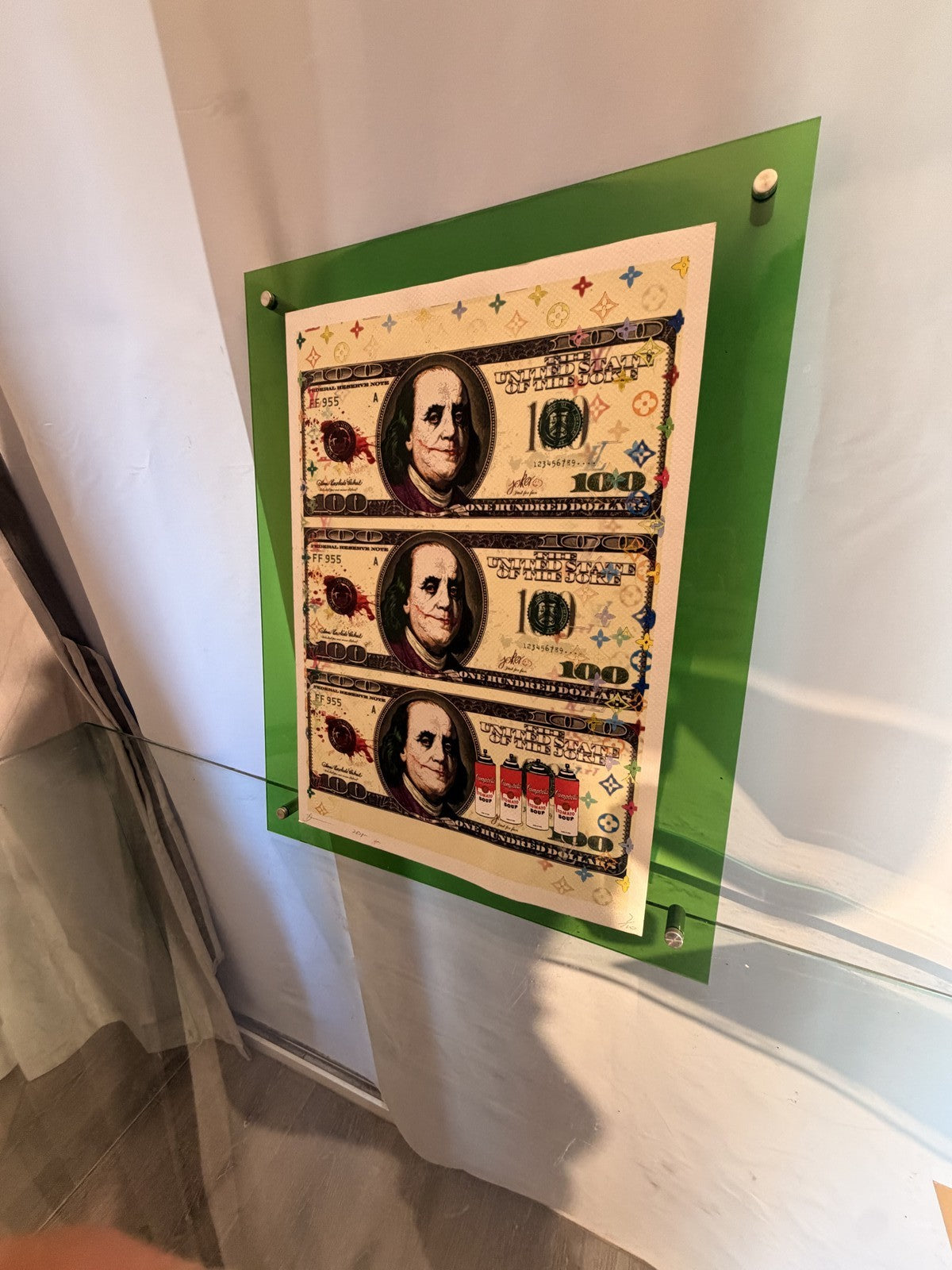 Death NYC Joker $100 Bill Louis Vuitton Signed Numbered LTD 100 FRAMED Pop Art