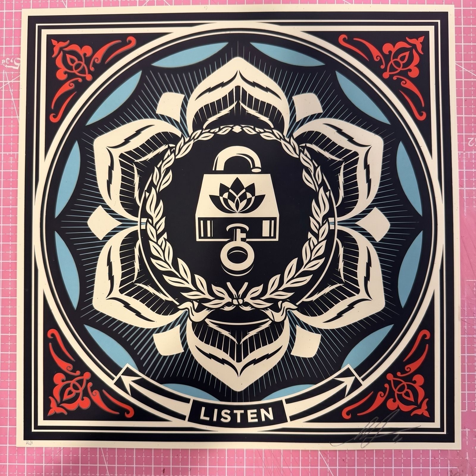 Shepard Fairey Obey Giant Listen AP 12.5” Revolutionary Love Series Print