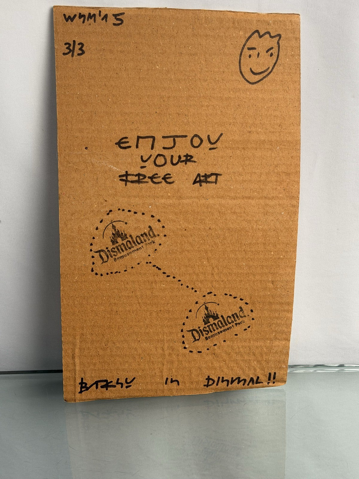 WMMS Signed Original Stencil Spray Art on Cardboard Banksy Dismaland Style 3/3
