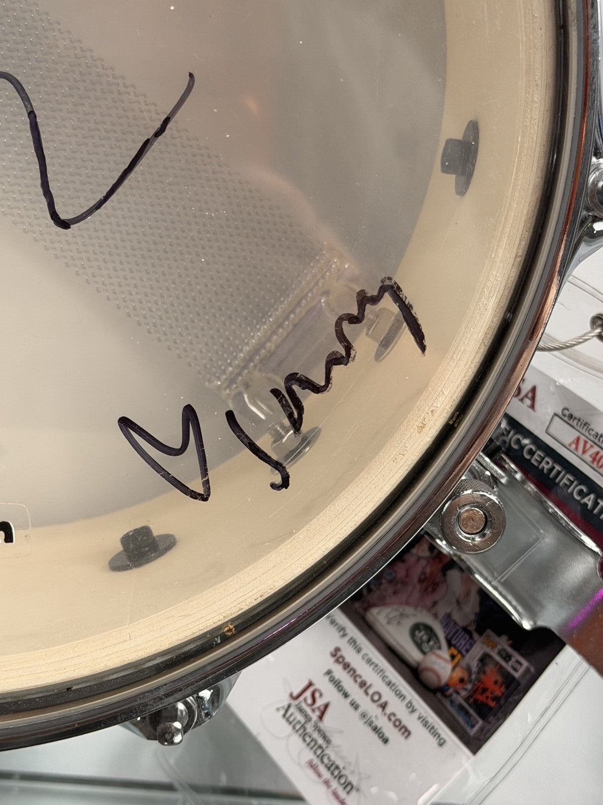 The Postal Service Dual Signed Evans M-80 Drumhead JSA A40371