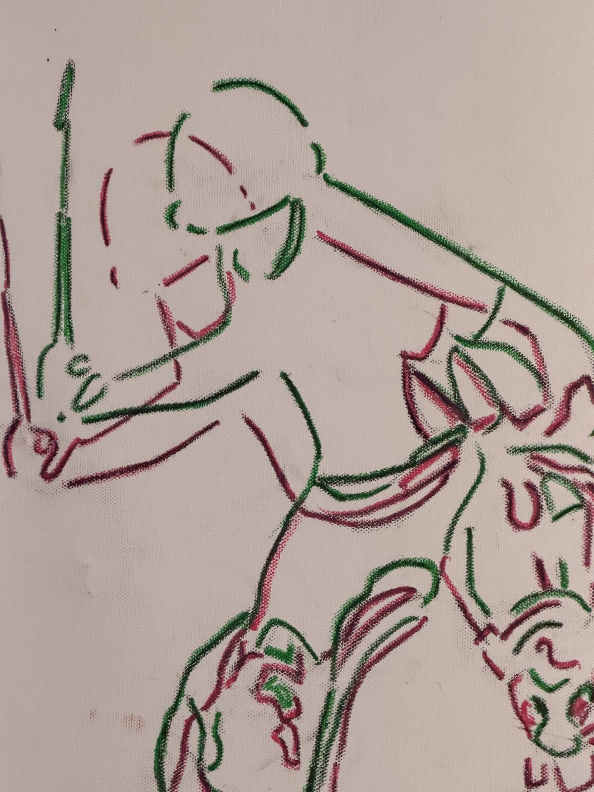 1980 Polo Player Green Pink Chalk Pastel Bears Andy Warhol Signature AS-IS
