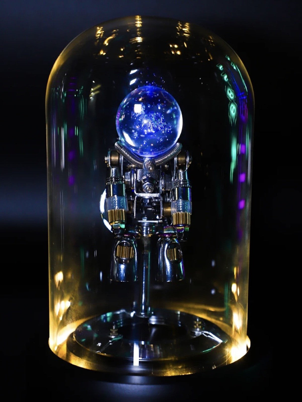 Light Up Nebula Astronaut 3D Metal Model Galaxy Ball Glass Dome Space Desk Decor