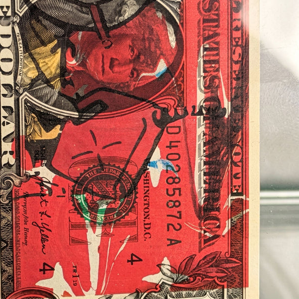 Death NYC — Charlie Brown Art on $1 Bill, Framed Print of 100