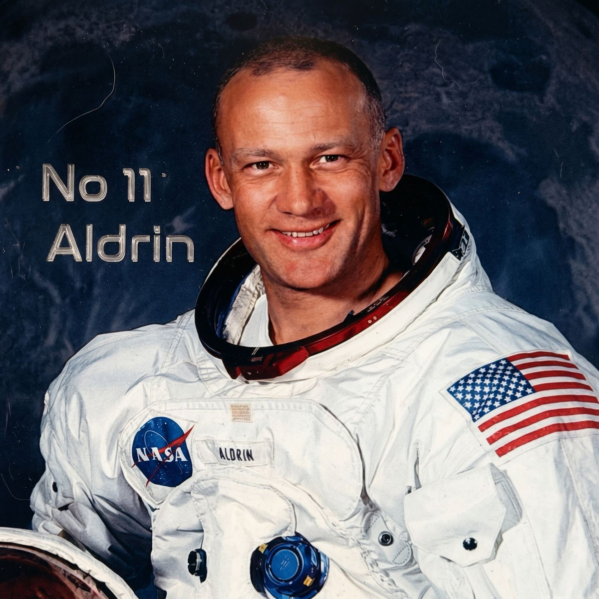 Buzz Aldrin Signed Apollo 11 NASA Double-Sided Photo JSA Authenticated Display