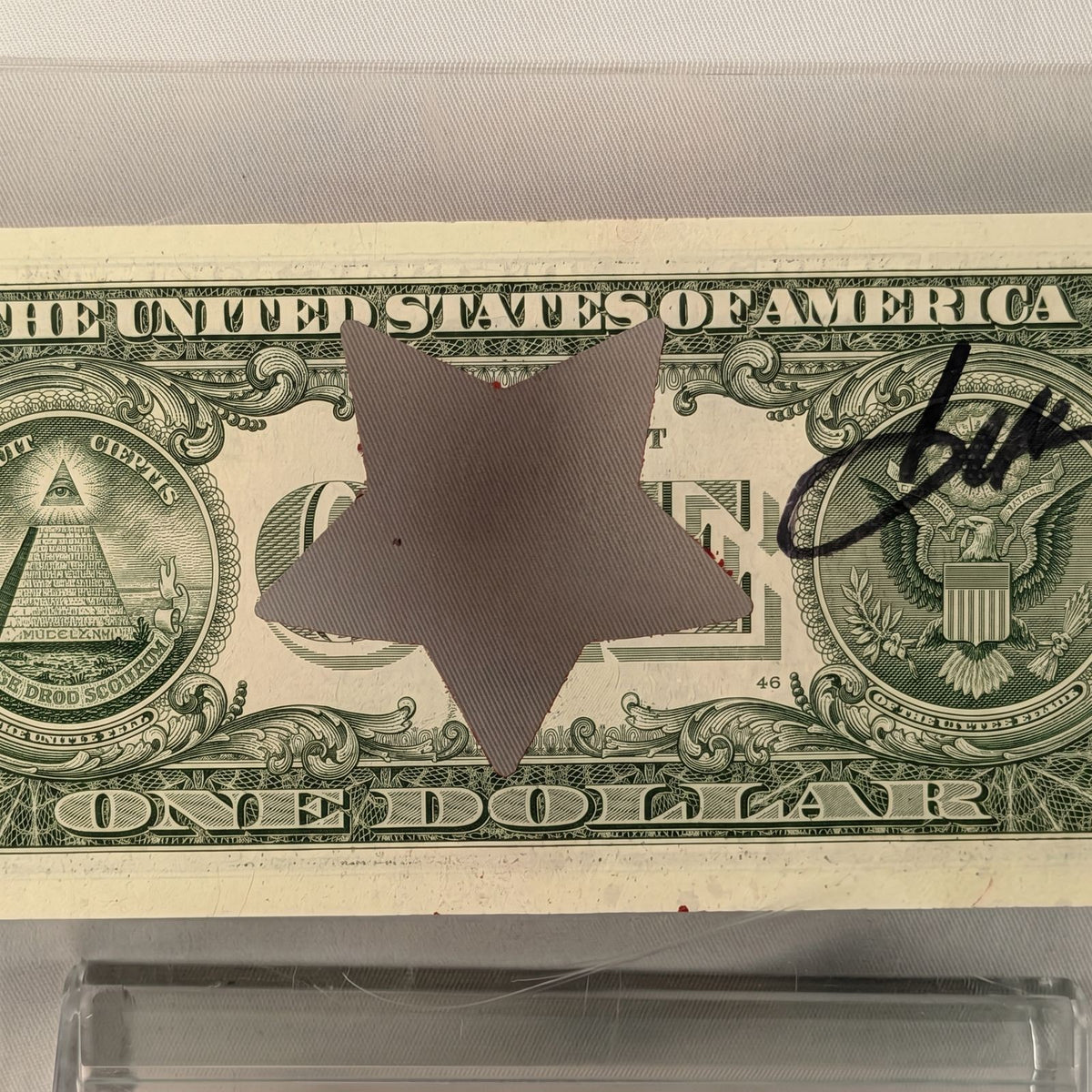 Death NYC — "Red Star" Single Dollar Bill Mixed Media