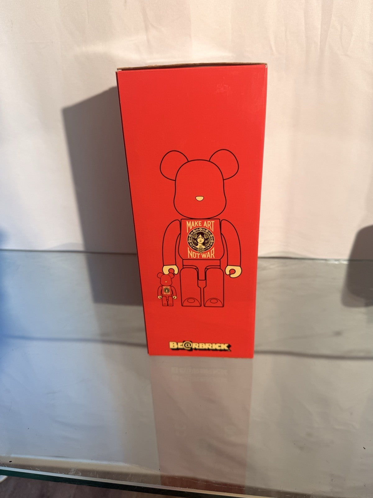 BE@RBRICK Shepard Fairey Make Art Not War 400% + 100% Set Red OBEY Medicom NIB