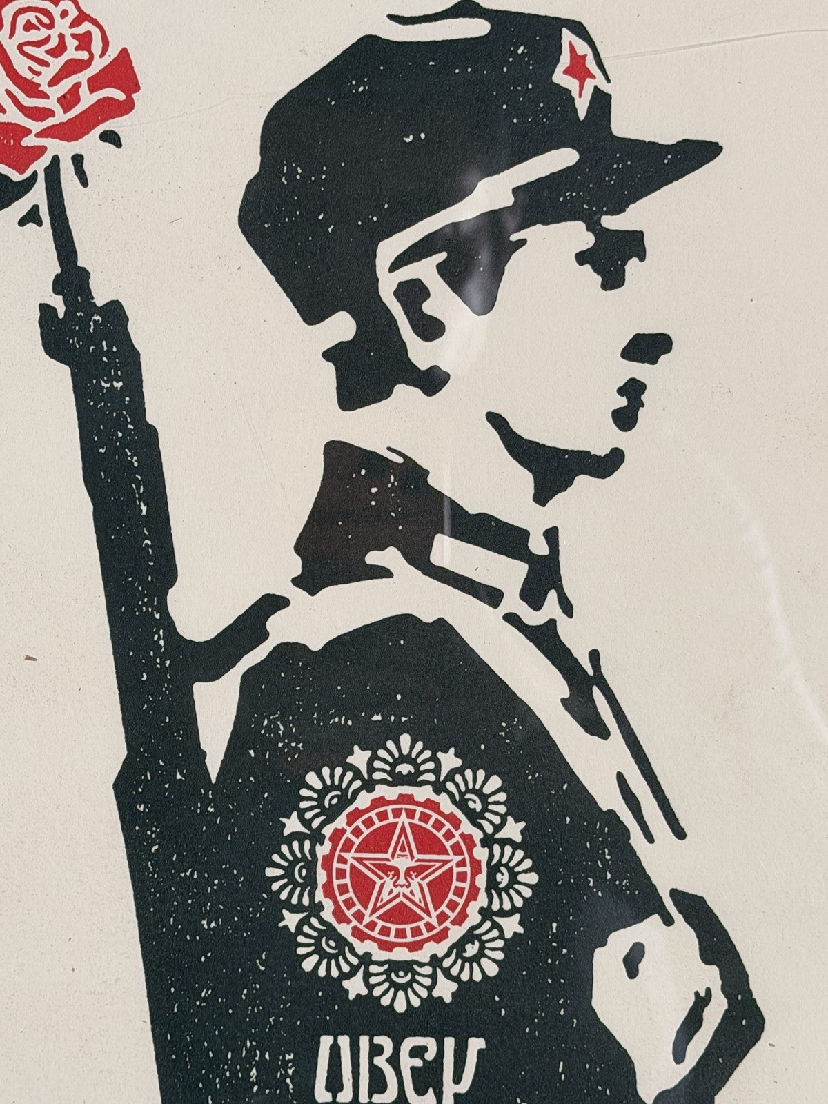 Shepard Fairey Chinese Soldier Signed Numbered 140/450 Letterpress OBEY Framed