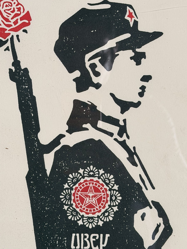 Shepard Fairey Chinese Soldier Signed Numbered 140/450 Letterpress OBEY Framed