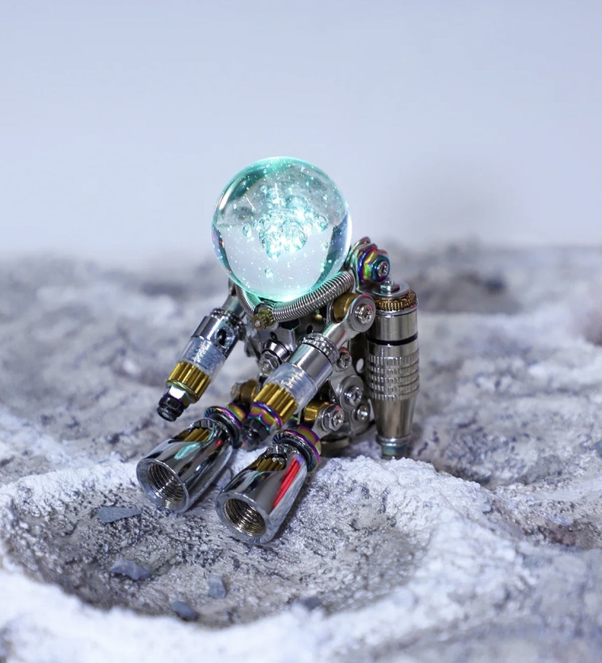 Light Up Nebula Astronaut 3D Metal Model Galaxy Ball Glass Dome Space Desk Decor