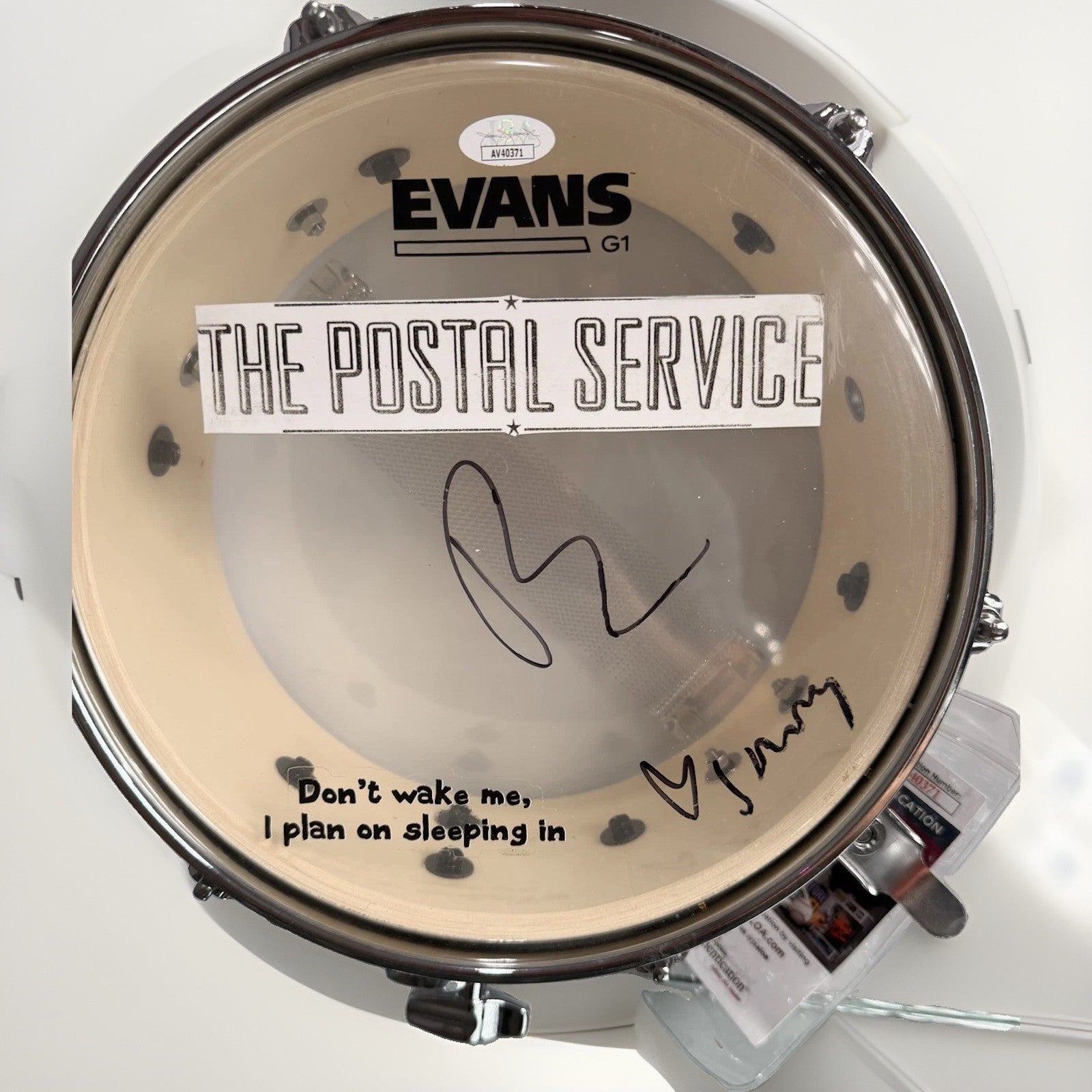 The Postal Service Dual Signed Evans M-80 Drumhead JSA A40371