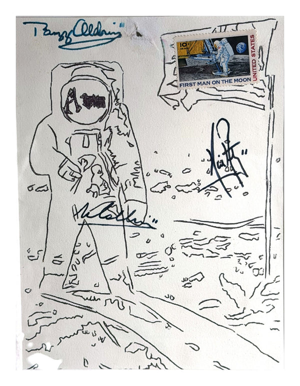 Andy Warhol Moonwalk Astronaut Print Apollo 11 First Man on Moon Framed Vtg