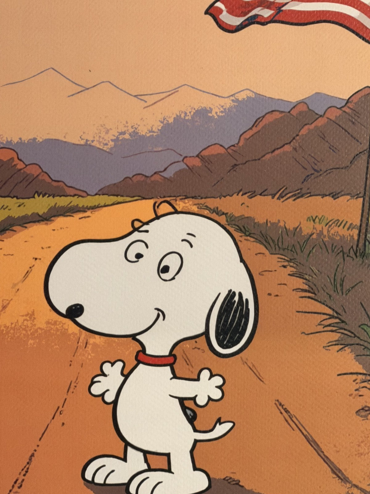 Death NYC Snoopy Desert Flag Signed Numbered COA FRAMED Peanuts Pop Art Litho