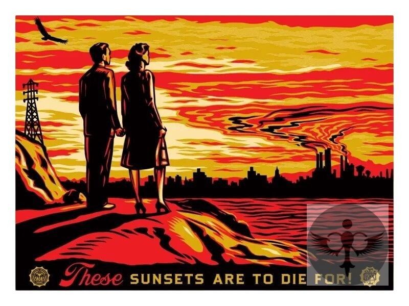 Shepard Fairey Signed "These Sunsets Are to Die For" Large Format Screen Print