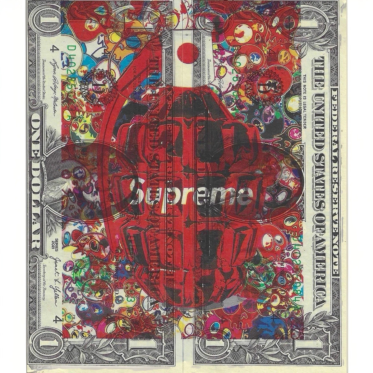 Death NYC –Supreme  Double $1 Dollar Bills Signed & Numbered RARE!