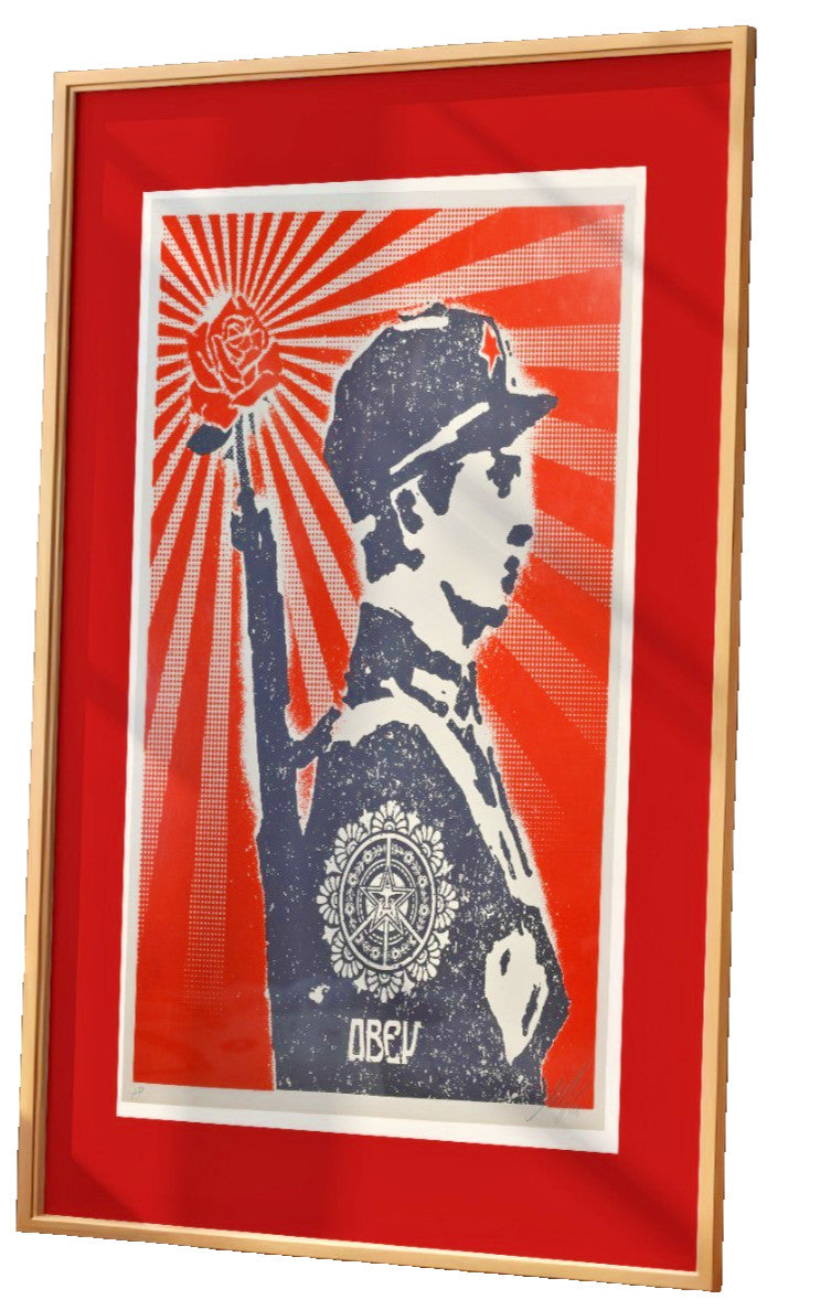 Shepard Fairey OBEY Rose Soldier Signed Screen Print Limited Edition Red
