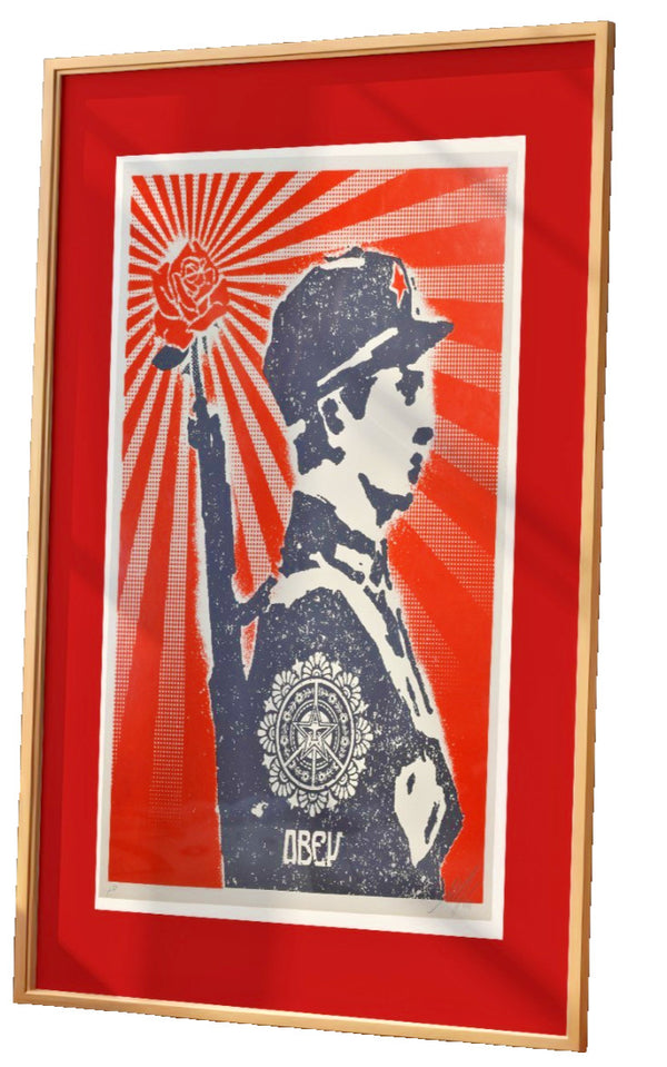 Shepard Fairey OBEY Rose Soldier Signed Screen Print Limited Edition Red
