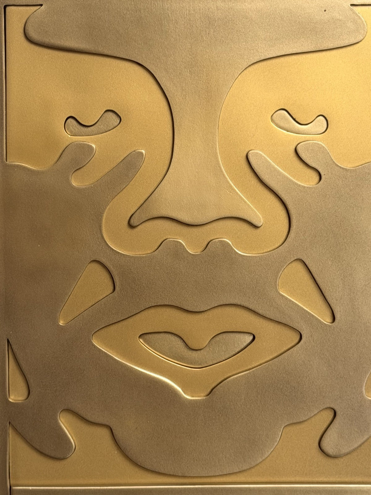 Shepard Fairey OBEY Giant Icon Face 3D Gold Relief Plaque Sculpture New in Box