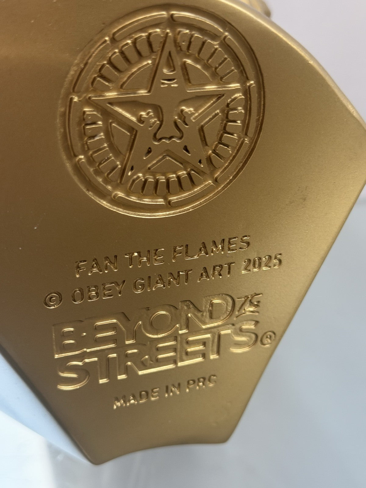 Shepard Fairey Fan the Flames Sculpture GOLD OBEY Beyond the Streets LE 250 NIB