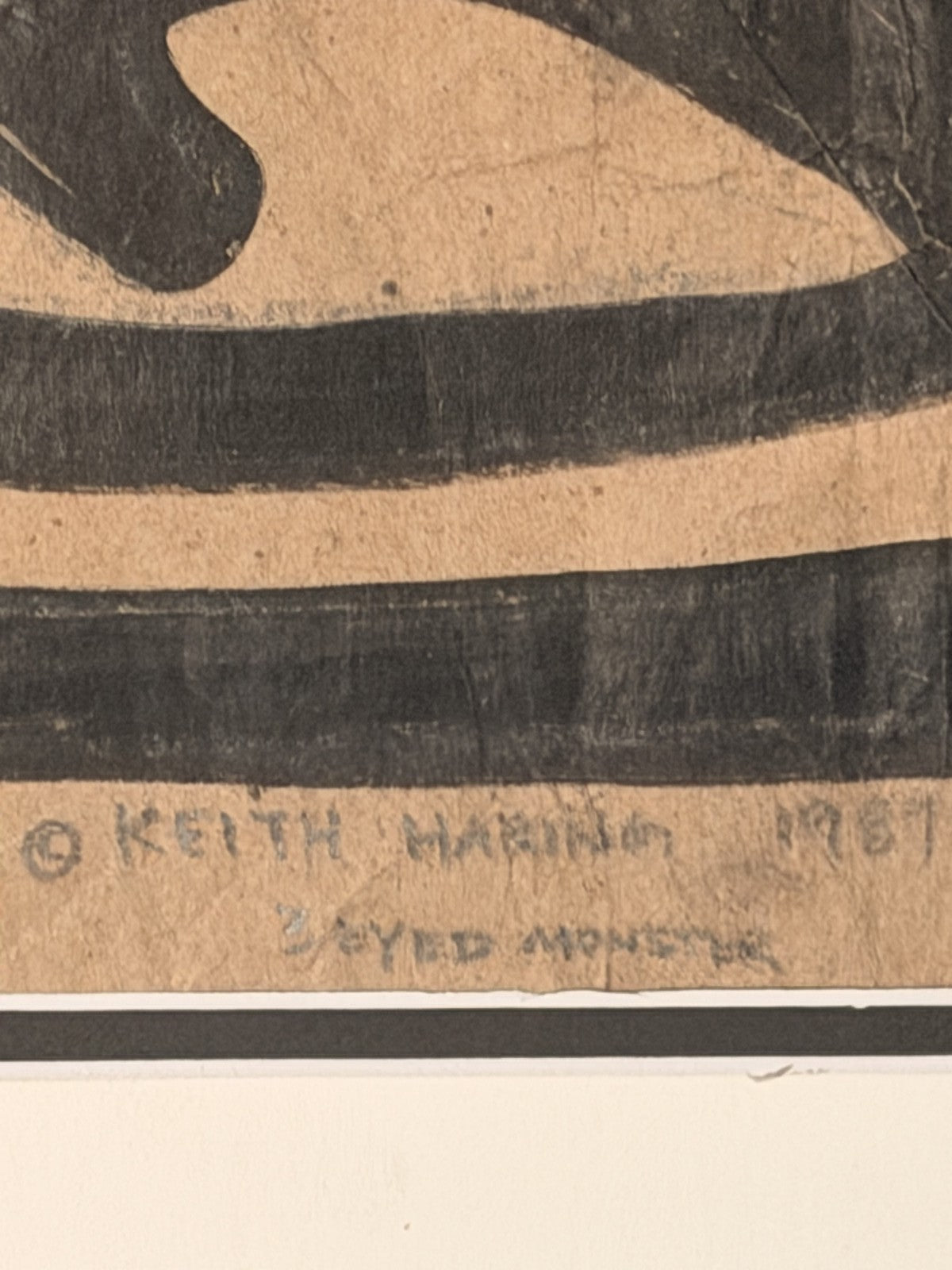 Keith Haring (Attributed) Marker Drawing on Paper Bag Signed - Unauthenticated