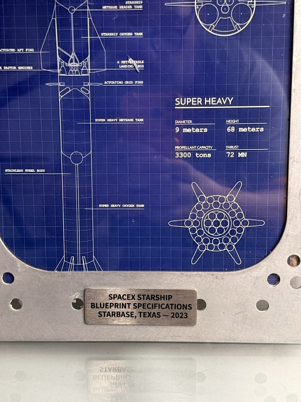 SpaceX Starship Super Heavy Blueprint Metal Display Panel Spacecraft Frame