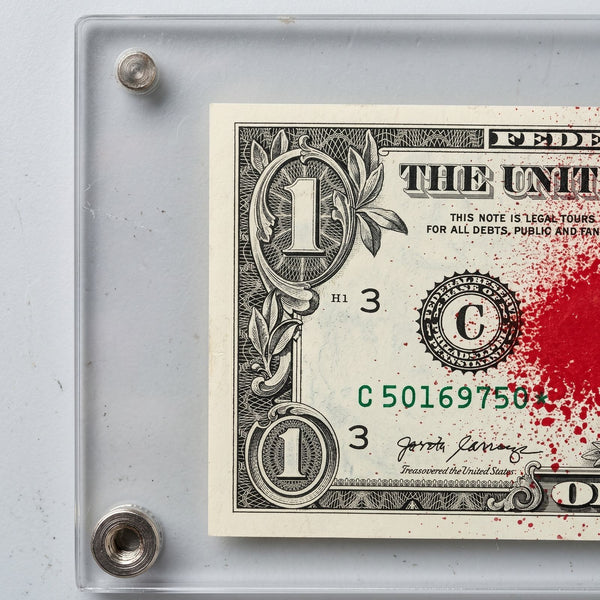 Death NYC — "Red Star" Single Dollar Bill Mixed Media