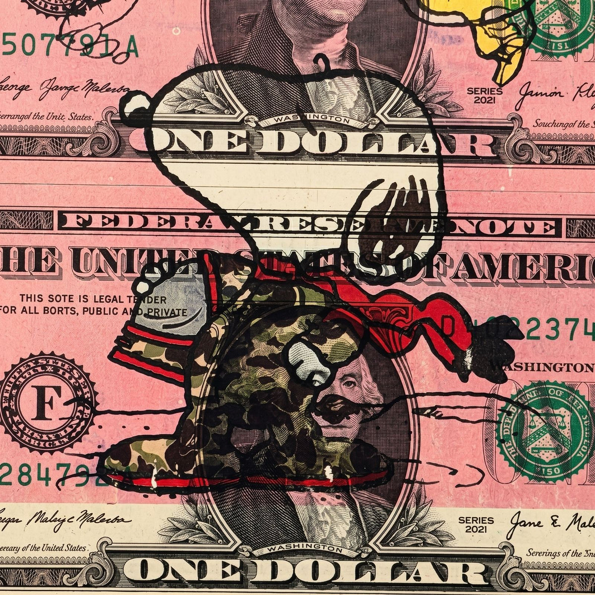 Death NYC — Snoopy & Woodstock on U.S. Dollar Diptych Signed LE