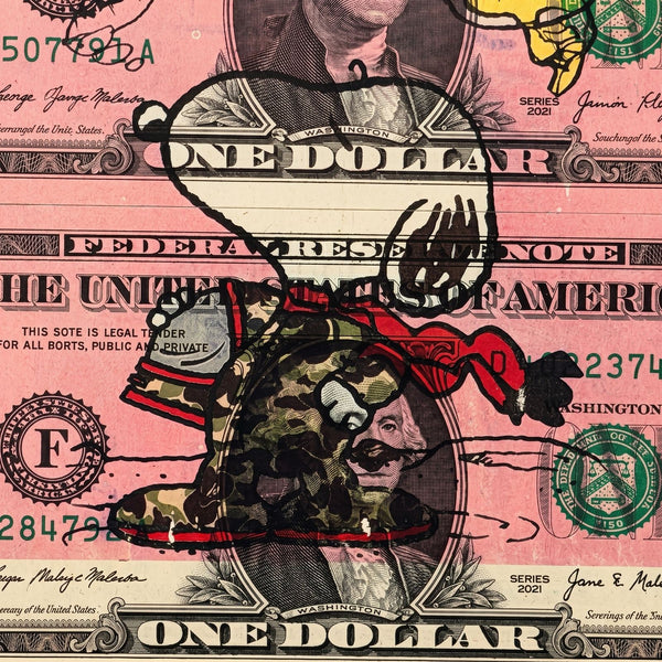 Death NYC — Snoopy & Woodstock on U.S. Dollar Diptych Signed LE