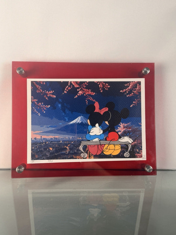 Death NYC Mickey Minnie Mt Fuji Cherry Blossom Signed 2024 Pop Art Acrylic