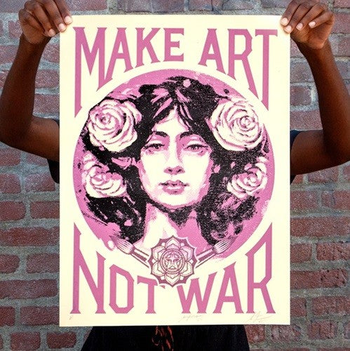 Shepard Fairey x Alfredo Gonzalez Make Art Not War Dual Signed Print 2025 150
