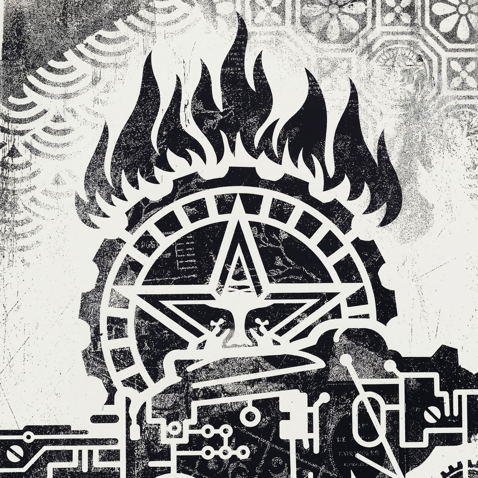Shepard Fairey OBEY Printing Press 2017 Signed #/400 Damaged Stencil Series