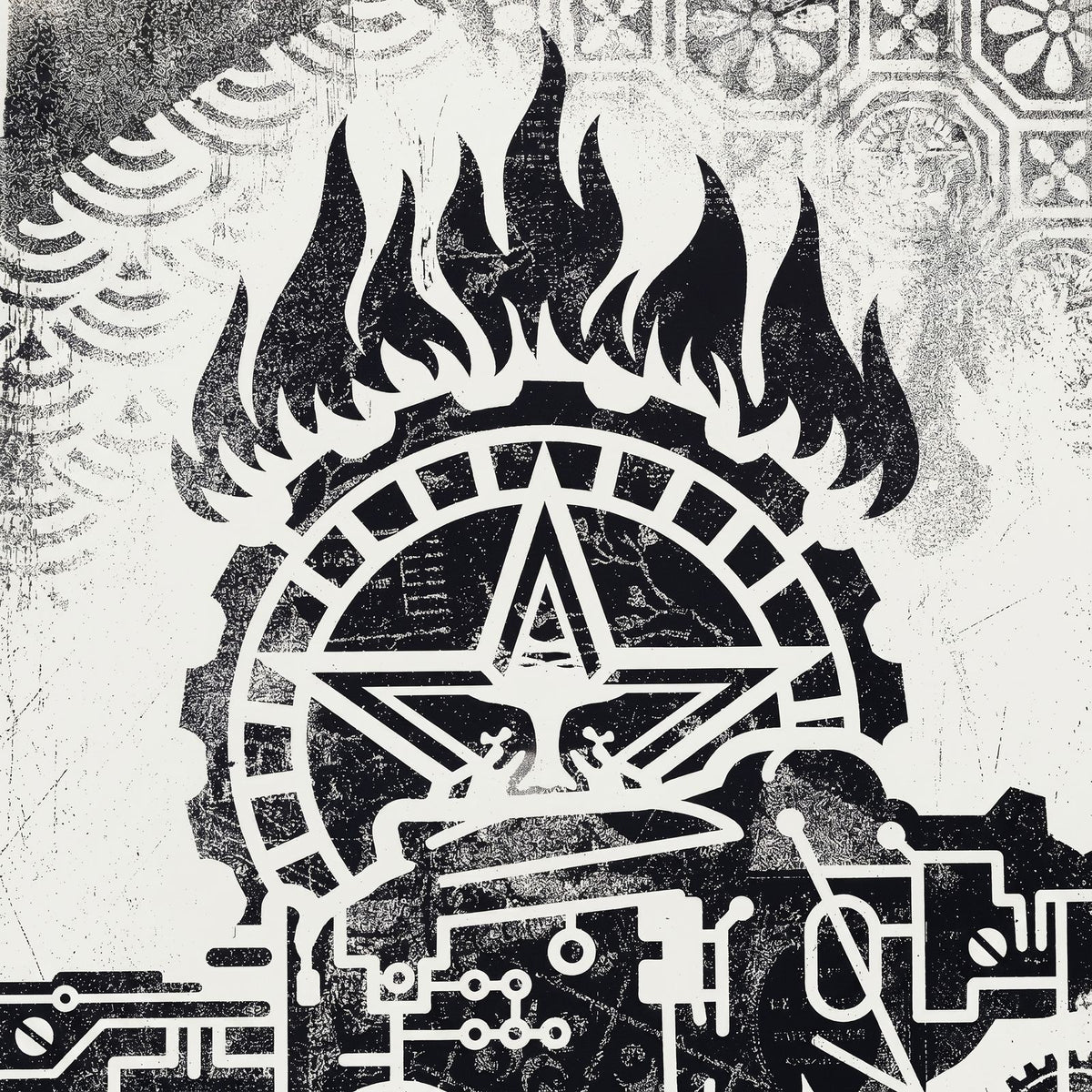 Shepard Fairey OBEY Printing Press 2017 Signed #/400 Damaged Stencil Series