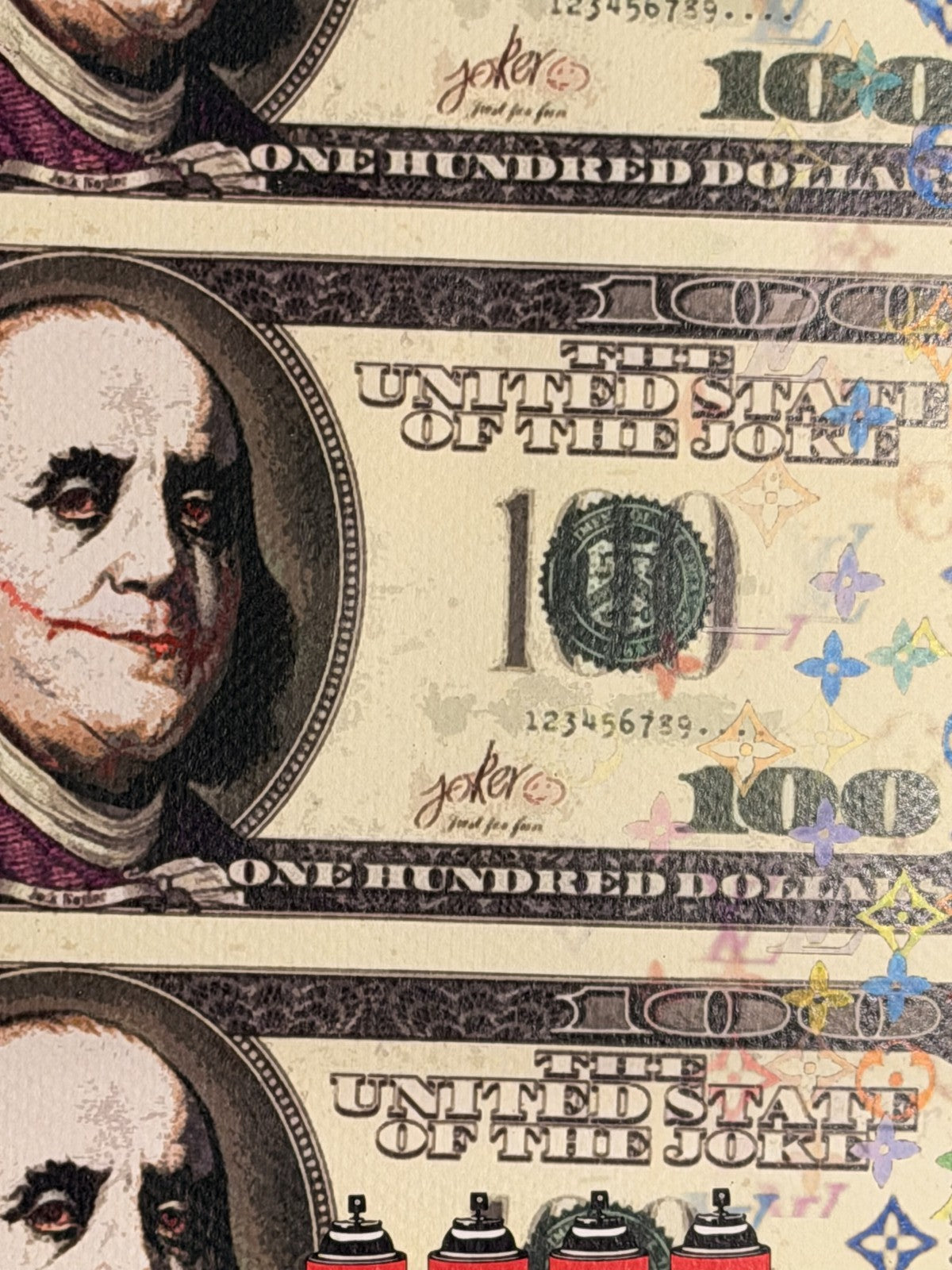 Death NYC Joker $100 Bill Louis Vuitton Signed Numbered LTD 100 FRAMED Pop Art