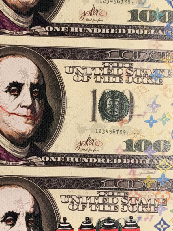 Death NYC Joker $100 Bill Louis Vuitton Signed Numbered LTD 100 FRAMED Pop Art
