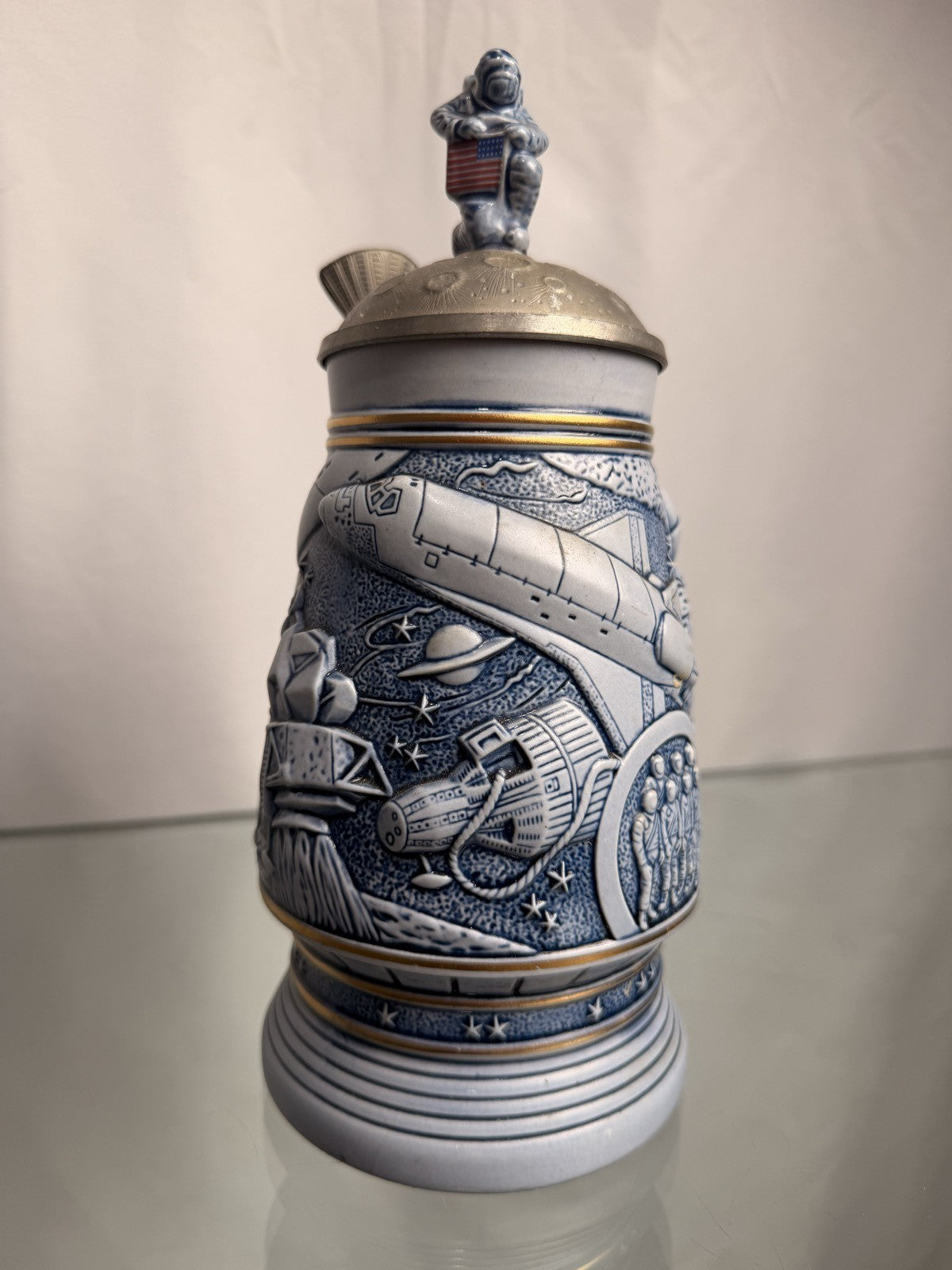Space Exploration Lidded Stein Astronaut Lunar Lander Lid Collectible Tankard