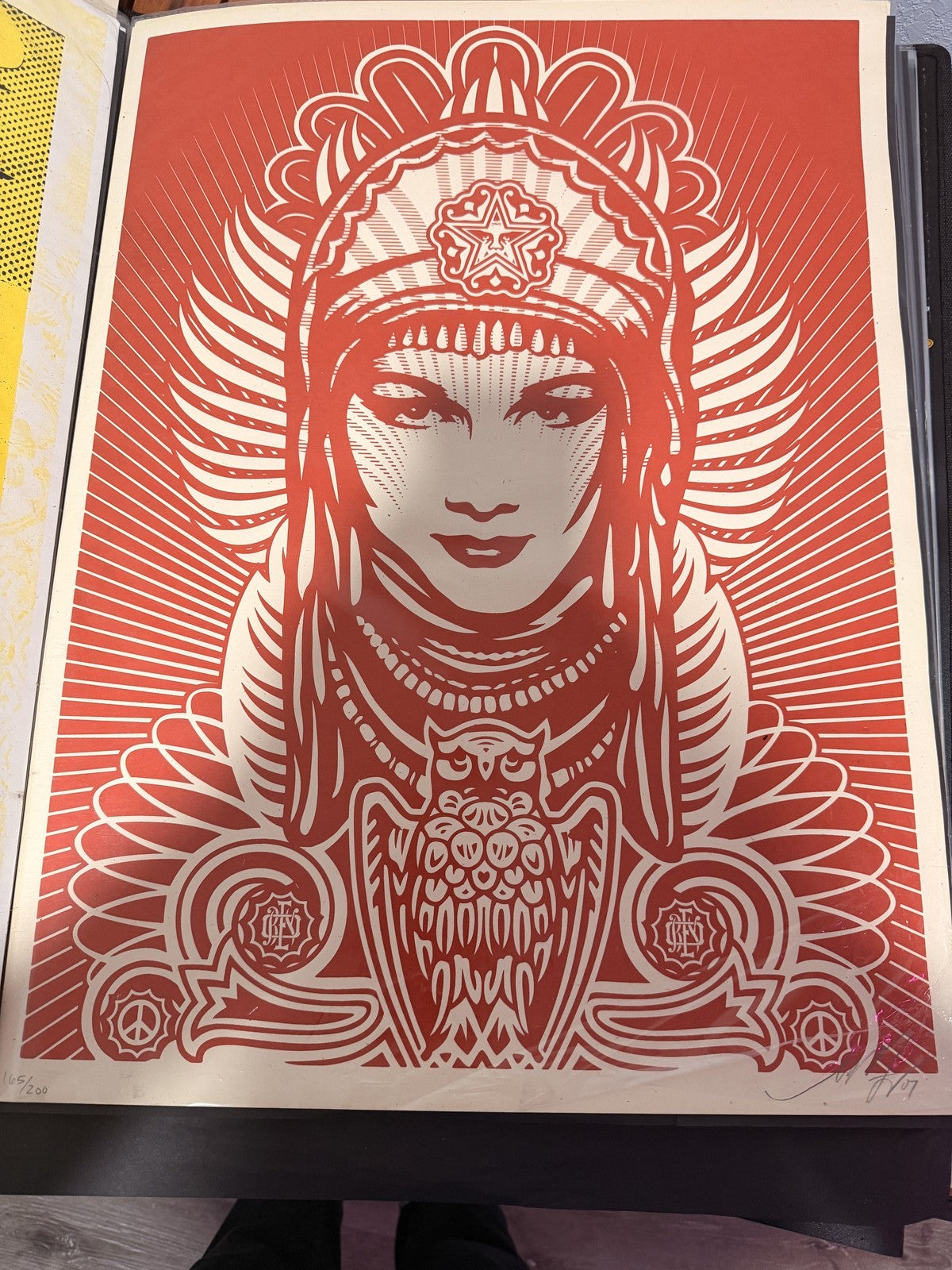 Shepard Fairey Peace Goddess Red Signed Numbered Screen Print 2007 Obey Giant