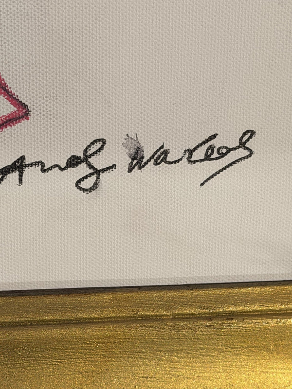 1980 Polo Player Green Pink Chalk Pastel Bears Andy Warhol Signature AS-IS