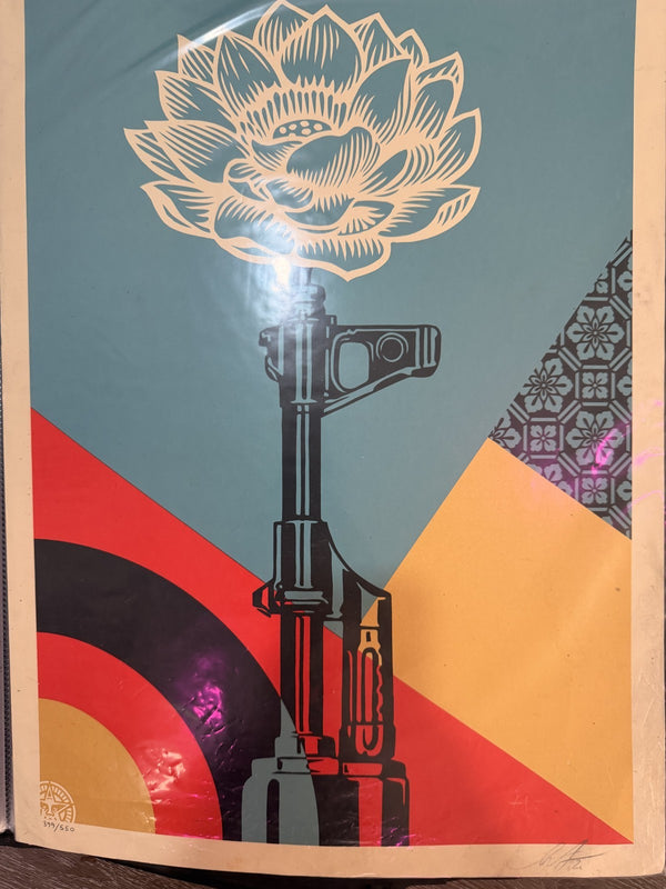 Shepard Fairey AK-47 Lotus Signed Numbered 399/550 Screen Print 2022 OBEY Giant