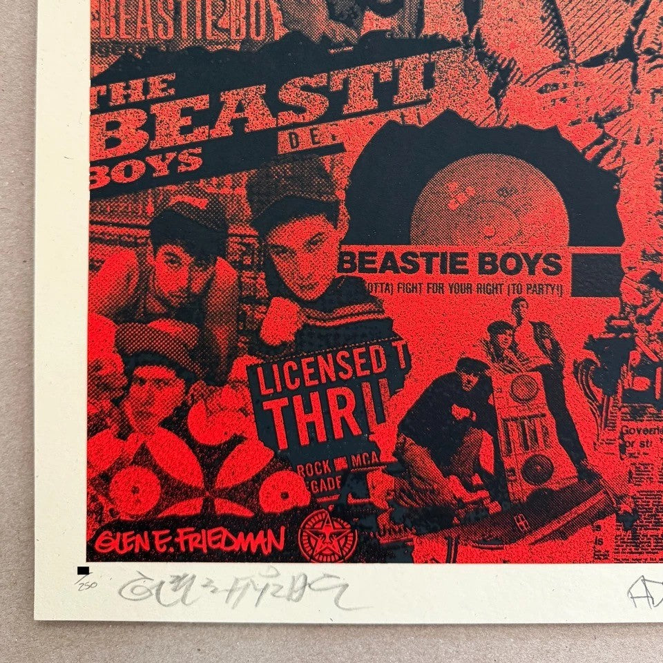Shepard Fairey Beastie Boys Stand Together RED Signed x3 Ad-Rock /250 Art