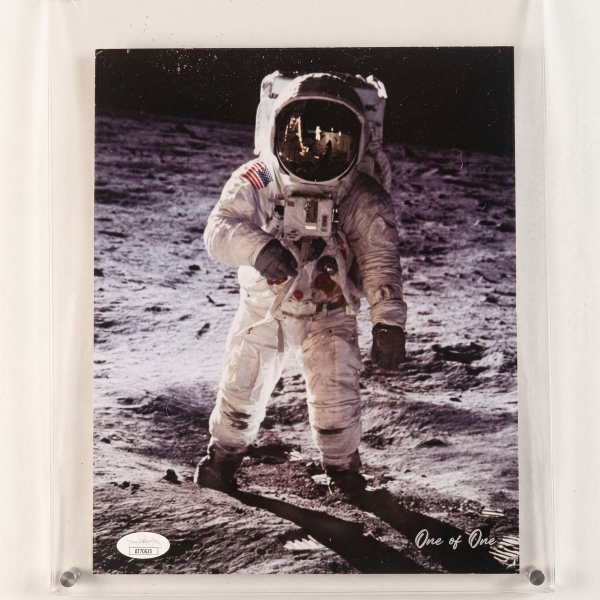 Buzz Aldrin Signed Apollo 11 NASA Double-Sided Photo JSA Authenticated Display