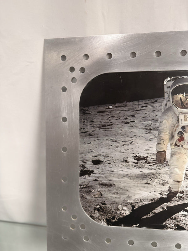 Apollo 11 Astronaut on the Moon NASA Photo Riveted Aluminum Spacecraft Frame