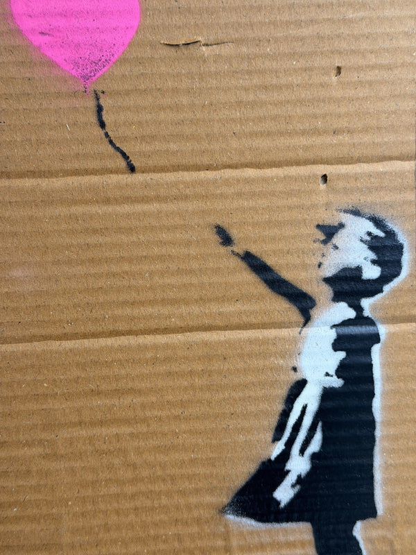 WMMS Signed Original Stencil Spray Art on Cardboard Banksy Dismaland Style 3/3